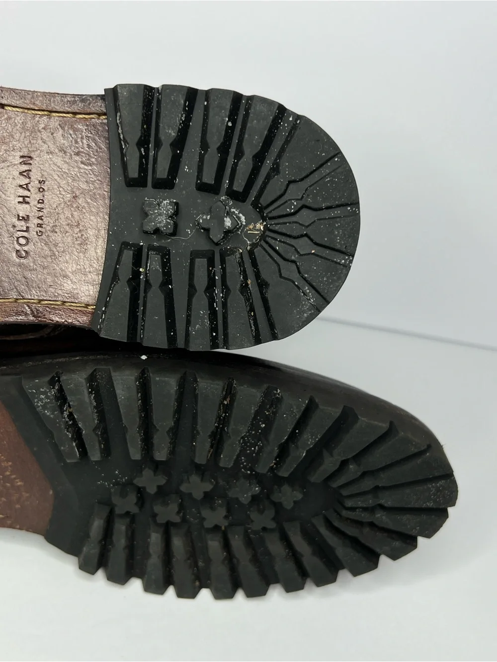 Cole Haan Judson Tall Winter Boots Brown Leather Grey Wool 10M EUC